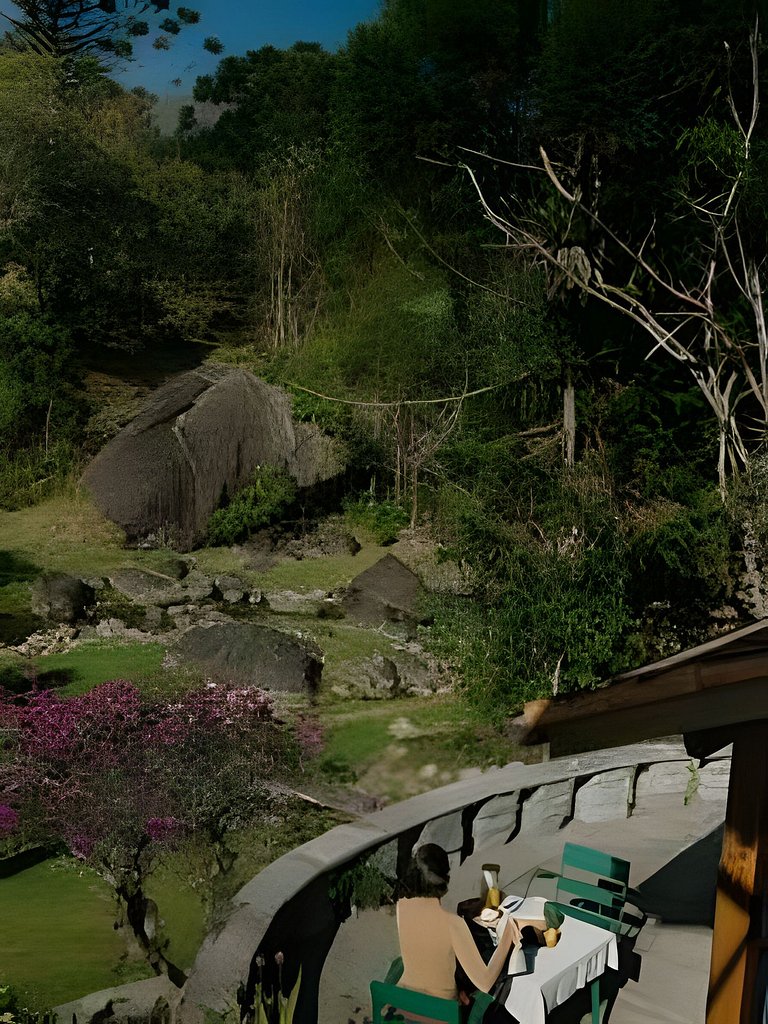 Casa de fazenda com rio, sauna e lareira