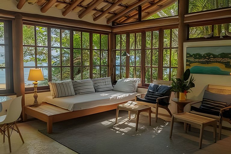 Casa pé na areia com acesso só de barco